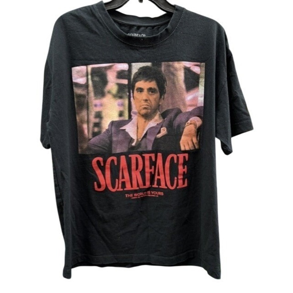 Reason Scarface Tony Montana The World Is Yours Graphic T-Shirt Black Mens L
